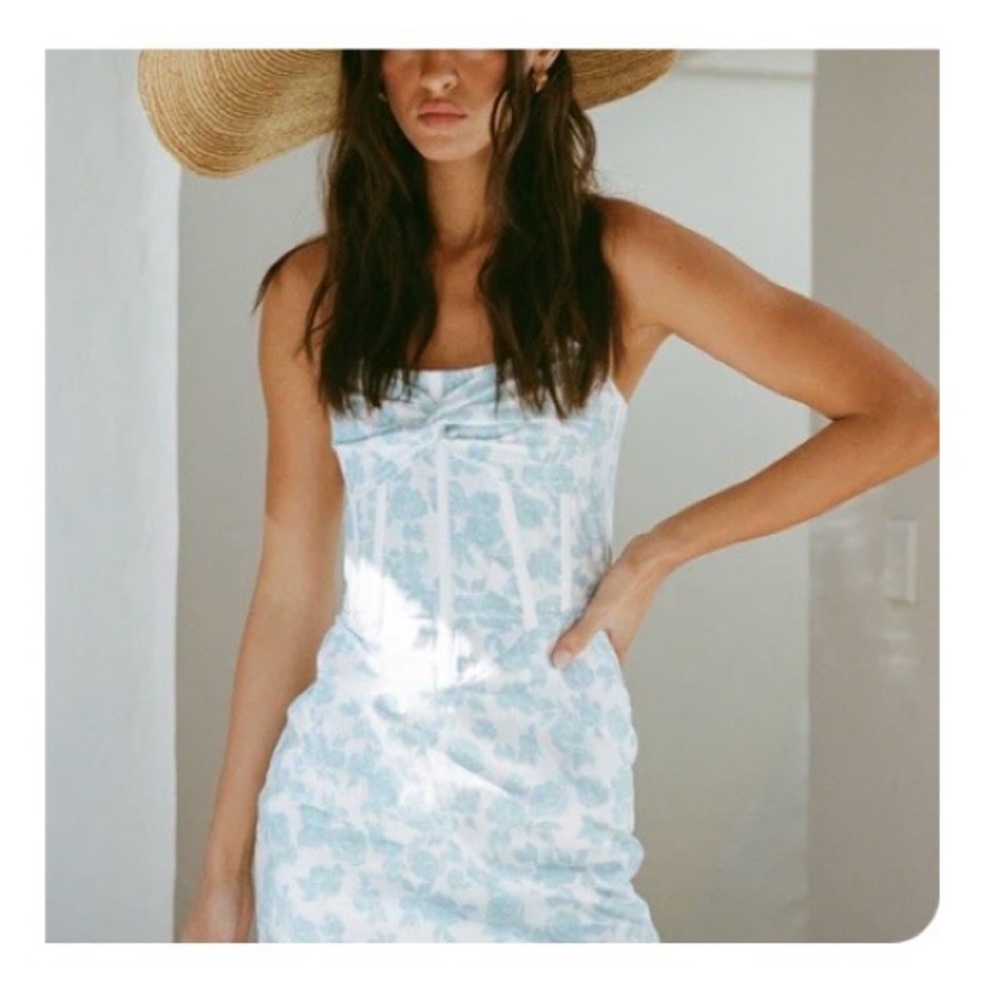 Sabo Skirt Strapless Blue and White Dress